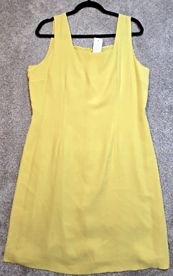 Casual Corner Silk Sheath Dress Sleeveless Yellow Lined Pullover Women's 14 New - Image 1 of 4
