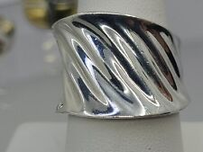 ROBERT LEE MORRIS RLM STUDIO Sterling Silver Textured Wave Wide Band Ring Sz 8