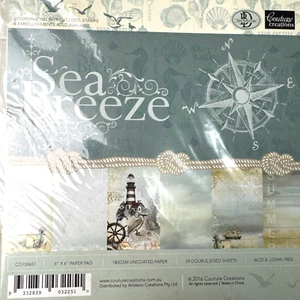 Couture Creations Paper Pad Sea Breeze 24 Double Sided 6"x6" 180GSM - Picture 1 of 4