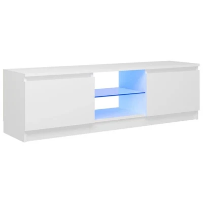 LED RGB Lights Wooden TV Cabinet Entertainment Unit Stand Storage Shelf White - image 1 of 4