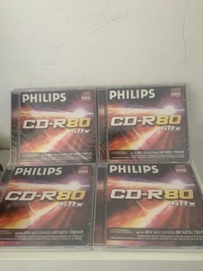 4 x Philips CD-R80 Recordable Up to 48x Multispeed 80 Minutes 700MB Brand New  - Afbeelding 1 van 6