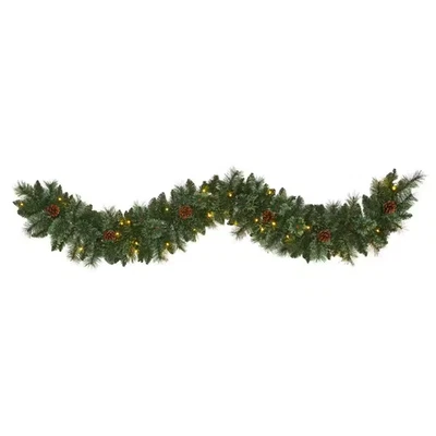 6 Ft. Battery Operated Pre-Lit White Mountain Pine Artificial Garland with 35 Wh - Image 1 of 4