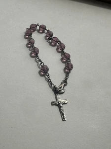 Rosario vintage un decennio ametista e argento sterling, marchio del produttore - Foto 1 di 8