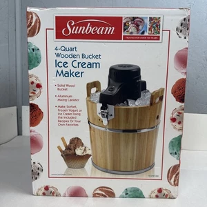 Sunbeam 4 cuartos de galón para hacer helados cubo de madera yogur congelado NUEVO SELLADO - Imagen 1 de 6