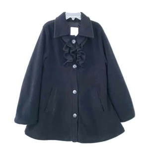 Children's Place Girls Coat Jacket Fleece Black Size Medium 7/8, Ruffle Chest - Picture 1 of 5