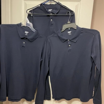 Lote de 3 Camisas Uniformes Polo Manga Larga Azul Niño Talla: 18-20/XXL Usadas Foto 1 de 4