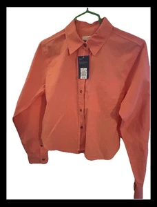 Universal Thread NEW - Women's SMALL Linen Blend Coral Button Cropped Shirt - Picture 1 of 19