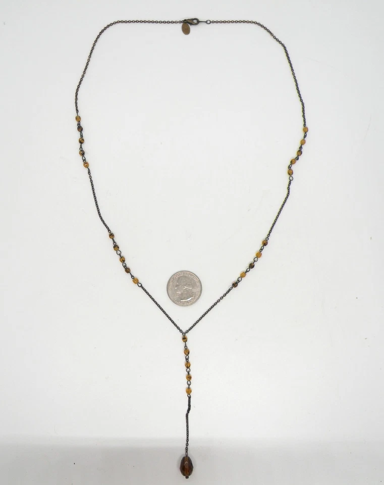 Collar Gargantilla Colgante Tono Dorado Cuentas Marrón Gota Y Firmado Robert Rose Foto 1 de 4