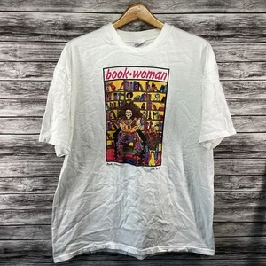 Vintage 1989 Book Woman Art Shirt Herren 2XL weiß Kiki Suarez Feminist Tee 80s - Bild 1 von 9
