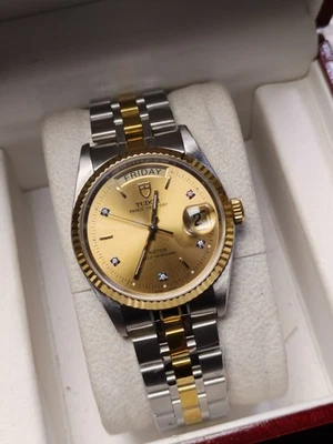 Reloj automático para hombre Tudor Prince fecha día 5 diamantes esfera champán 76213 36 mm Foto 1 de 4