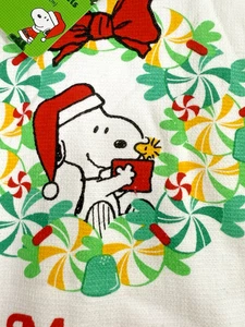 Par de toallas de cocina Snoopy Woodstock "Feliz Navidad" corona 100 % algodón cacahuetes - Imagen 1 de 7