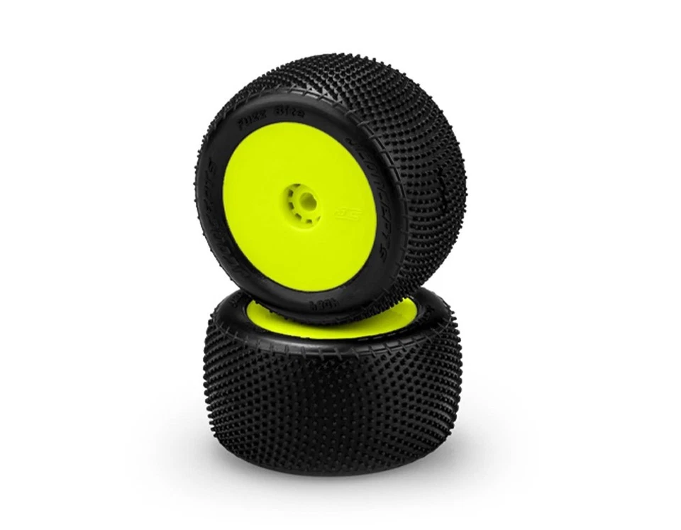 JConcepts Mini-B Fuzz Bite Mounted Front Tires (Yellow) (Pink) (2) JCO4085-2211 - Image 1 of 1