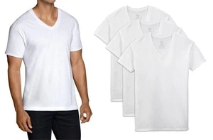 Fruit of the Loom Herren T-Shirt mit V-Ausschnitt, weiß, (3er Pack) - Bild 1 von 13