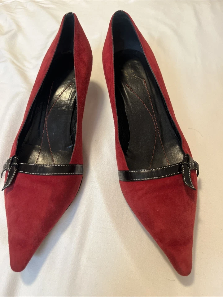 Kate Spade New York Pumps Red 8.5 Made in Italy red suede black bow.          c2 - Image 1 of 4