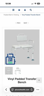 Banco de transferencia acolchado de vinilo Pisces Healthcare Solutions Foto 1 de 3