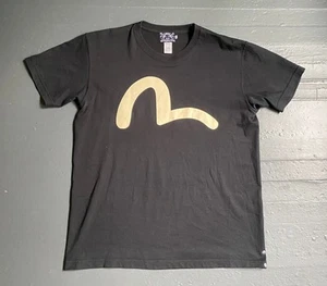 Evisu Black 100% Cotton Logo Tee Shirt, size 44 - Picture 1 of 6