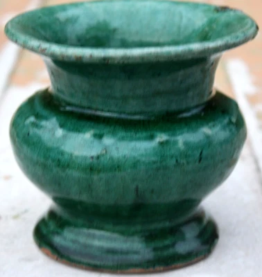 Chinese Slops Jar Zhadou Yuan To Ming Dynasty Green & Black Coarse Clay - Image 1 of 4