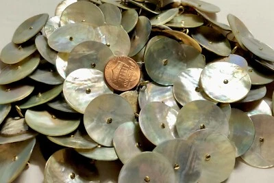 6 PC ONLY Fabulous Vintage Iridescent Abalone Pin Shank Buttons 25mm 1" 11640 - Image 1 of 4