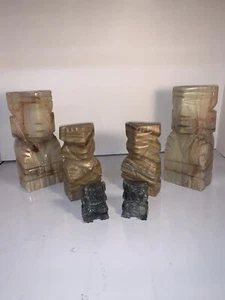 Carved Onyx Stone Aztec Mayan Inca Tiki Figure Sculpture Totem Statue - Picture 1 of 10