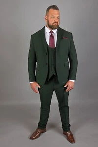 Traje Para Hombre Verde Cuadros Tres 3 Piezas Gris Claro Verano Boda Carreras AJUSTE ELÁSTICO - Imagen 1 de 11