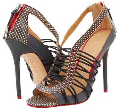 NOVO L.A.M.B. Sandálias femininas vermelhas de couro/pele de cobra Raivyn 7,5M - Imagem 1 de 4