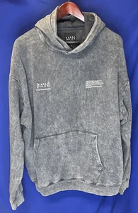 Boohoo Man Mens Grey Cotton Pullover Hoodie Size Large Official - Picture 1 of 6
