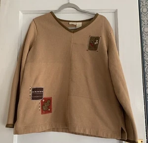 Vintage Bobbie Brooks Sweatshirt Fleece Pullover Large Fall Colors Autumn Leaves - Picture 1 of 10