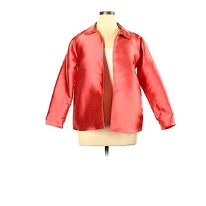 LAFAYETTE 148 NEW YORK ORANGE SILK BLEND OPEN FRONT JACKET SIZE SMALL - Picture 1 of 5