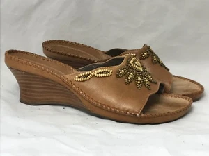 Clarks Artisan Shoes Women's Size US 8 M Slip On Mules Medium Heel Beaded Design - Picture 1 of 8