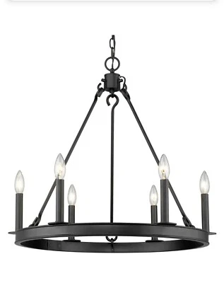 Z-Lite Barclay 6 Light 25" Matte Black Chandelier Ceiling Light 482R-6MB - Image 1 of 4