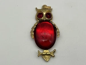 Vintage  Chunky Red Jelly Belly Owl Pendant - Picture 1 of 7