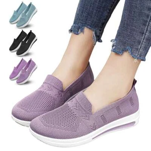 Ladies Sneakers Slip On Flat Shoes Women's Casual Loafers Walking Shoes Outdoor - Picture 1 of 15