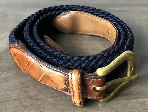 Vintage Martin Dingman Made By Hand in America Navy Woven Leather Belt 42" - Picture 1 of 6