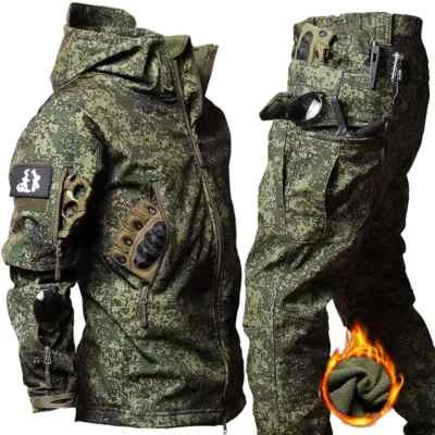 New Waterproof Set for Men's Winter Hooded Jacket+pants 2-piece Set - Image 1 of 4