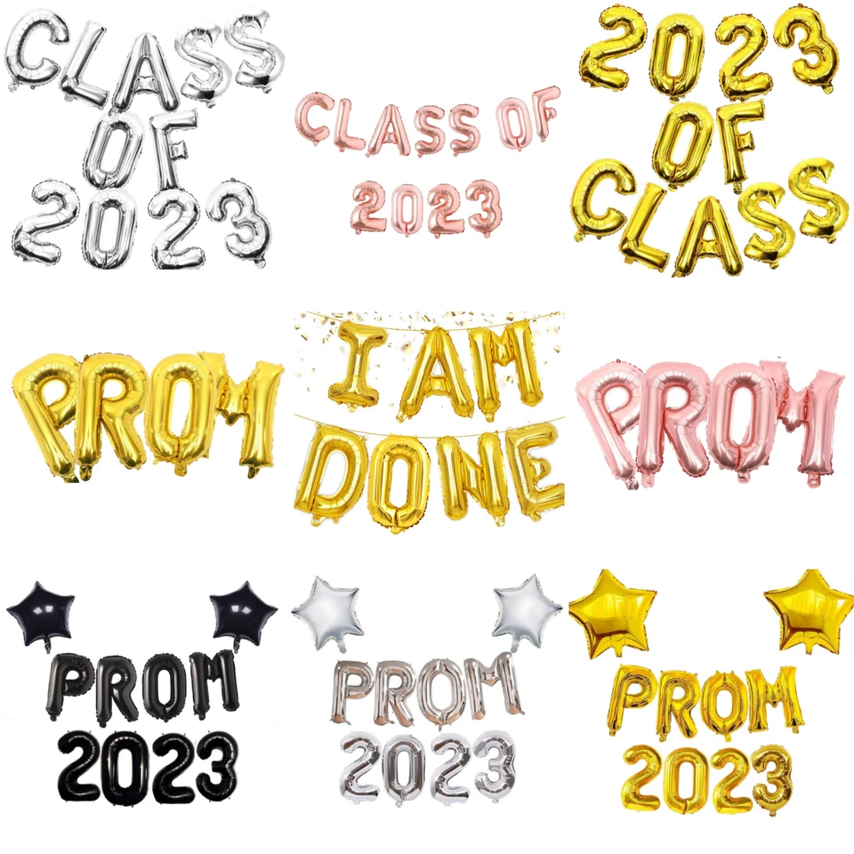 PROM 2023 Balloons 16" Foil Graduation Uni School GRAD Party Decorations Baloons — 第 1/4 张图片
