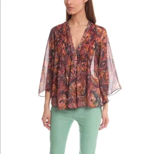 Elizabeth and James Silk Metallic One Button Pleated Blouse Top Size Small - Picture 1 of 8