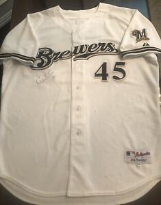 Carlos Lee Autographed Team Issued/Used? Milwaukee Brewers #45 Home Jersey 52