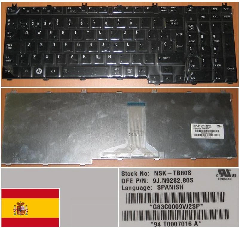 Keyboard qwerty Spanish TOSHIBA Satellite P300 MP-06876E0-920 Shiny Black - Image 1 of 1
