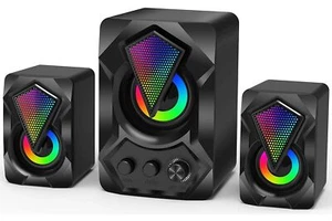 Casse audio 2.0 aux USB altoparlanti subwoofer RGB per PC notebook 5+3W AB-D391 - Foto 1 di 4