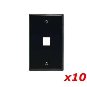10 Pack Lot - Keystone 1 Hole Port Jack Wall Face Plate Network CAT6 HDMI Black - Picture 1 of 1