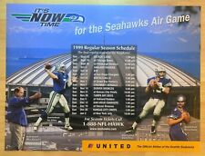 1999 Seattle Seahawks Schedule Poster / Holmgren Huard - 18"x24" - Kingdome !