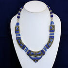 Collier bleu lapis-lazuli perles déclaration vintage enchanteur ethnique bleu