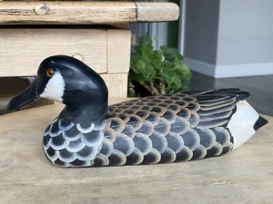 Mallard Duck Decoy Glass Eyes Carved Solid Wood Hand Painted 11” 4” Cabin Decor - Imagen 1 de 14