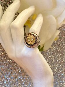 TJC Sterling Silver 925 Yellow Topaz BIG Butterfly RING Sz 7
