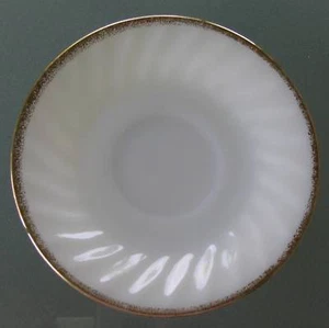 Vintage Fire-King milk glass gold rimmed swirl saucer plate 5-3/4" - Picture 1 of 3