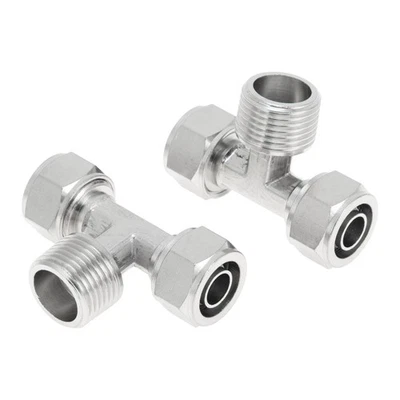 Conectores Rápidos de Línea de Aire Tipo T 1/2" 3/8"BSPT 2 Pcs Ton Plata - Imagen 1 de 4