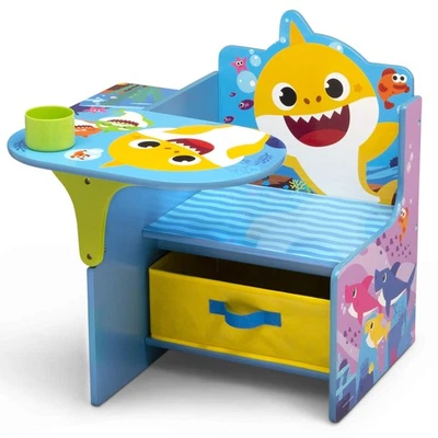 Silla de escritorio Baby Shark con contenedor de almacenamiento para niños diseño duradero de baja altura Foto 1 de 4
