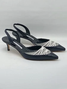 Manolo Blahnik Maretsli 50 mm Leder Slingback Pumps Größe 37,5 Einzelhandel 1065 $ - Bild 1 von 12