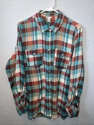 Camisa Abotonada Cato Mujer 14/160W Crema, Rojo y Azul A Cuadros Manga Larga Foto 1 de 4