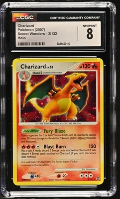 CGC 8 Charizard 2007 Secret Wonders 3/132 Holo SWIRL Pokemon Card - Image 1 of 2